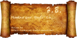 Hamburger Beáta névjegykártya